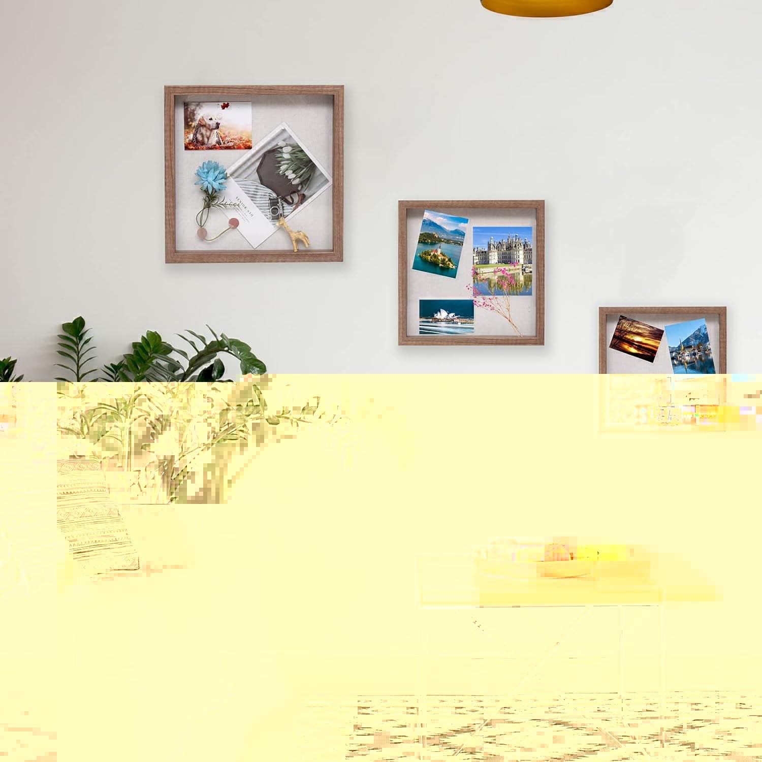 Muzilife 10x10 Shadow Box Picture Frame with Linen Board Deep Wood Glass Display Case Ready to Hang Memory Box Baby Sports Memorabilia, Awards, Medals, Wedding, Tickets and Photos