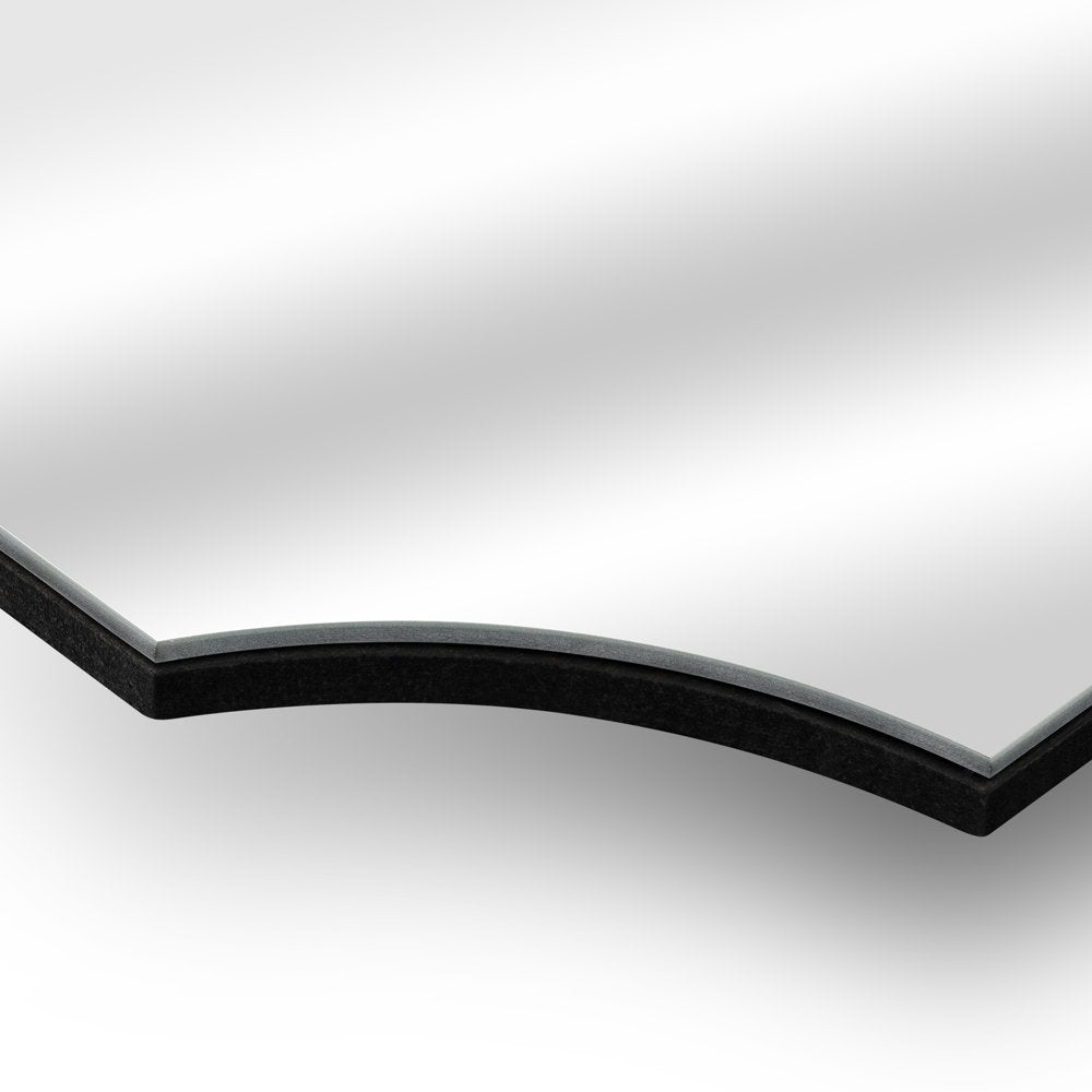 Muzilife Frameless Wall Mirror with Wood Backplane, Scalloped Wall Vanity Mirror, Decorative for Living Room Bedroom Entryway Hallway 20" x 36"