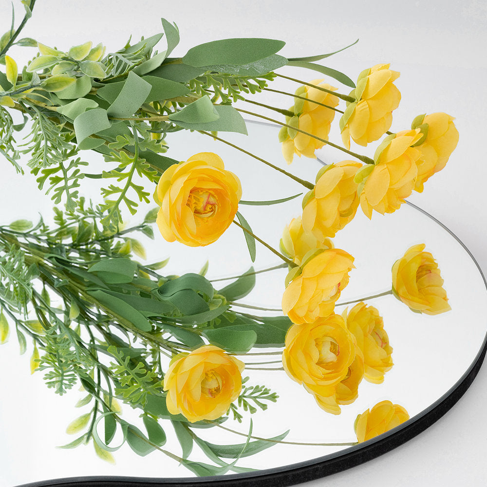 Muzilife Frameless Wall Mirror with Wood Backplane, Scalloped Wall Vanity Mirror, Decorative for Living Room Bedroom Entryway Hallway 20" x 36"