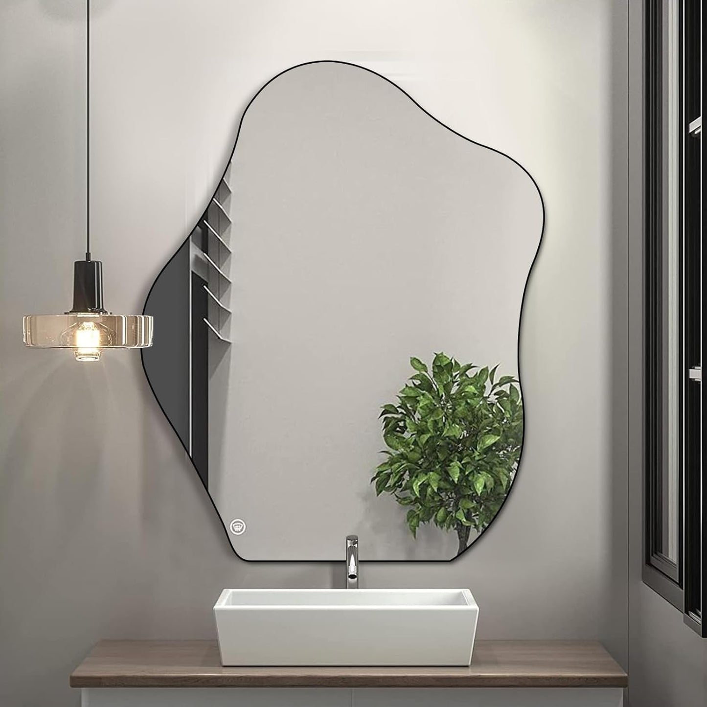 Muzilife Asymmetrical Wall Mounted Mirror, Wavy Mirror, Irregular Shaped for Living Room, Bedroom, Entryway, 18" x22"