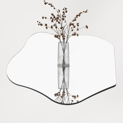 Muzilife Asymmetrical Wall Mounted Mirror, Wavy Mirror, Irregular Shaped for Living Room, Bedroom, Entryway, 23"x28"