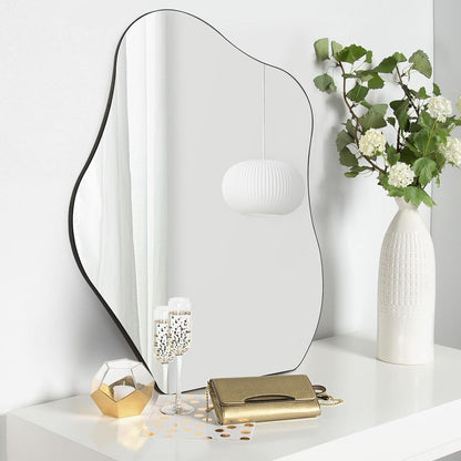 Muzilife Asymmetrical Wall Mounted Mirror, Wavy Mirror, Irregular Shaped for Living Room, Bedroom, Entryway, 23"x28"