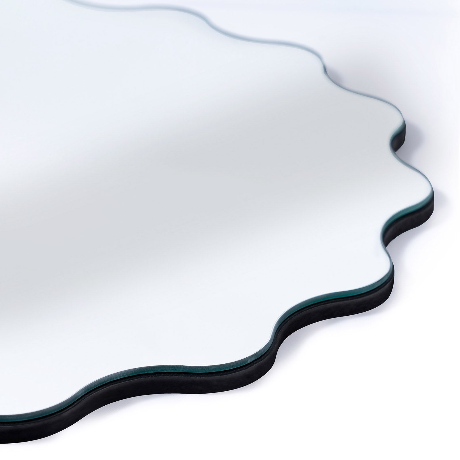 Muzilife 23" x 23" Circle Wavy Mirror, Irregular Shaped, Unique Vanity Mirror, Frameless Wall Mirror for Bathroom, Living Room, Bedroom, Entryway