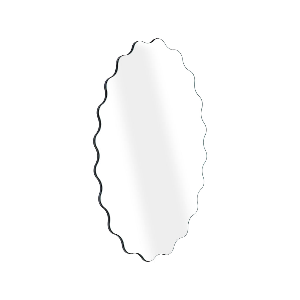 Muzilife 23" x 35" Oval Wavy Mirror, Irregularly Shaped, Unique Vanity Mirror, Frameless Wall Mirror for Bathroom, Living Room, Bedroom, Entryway