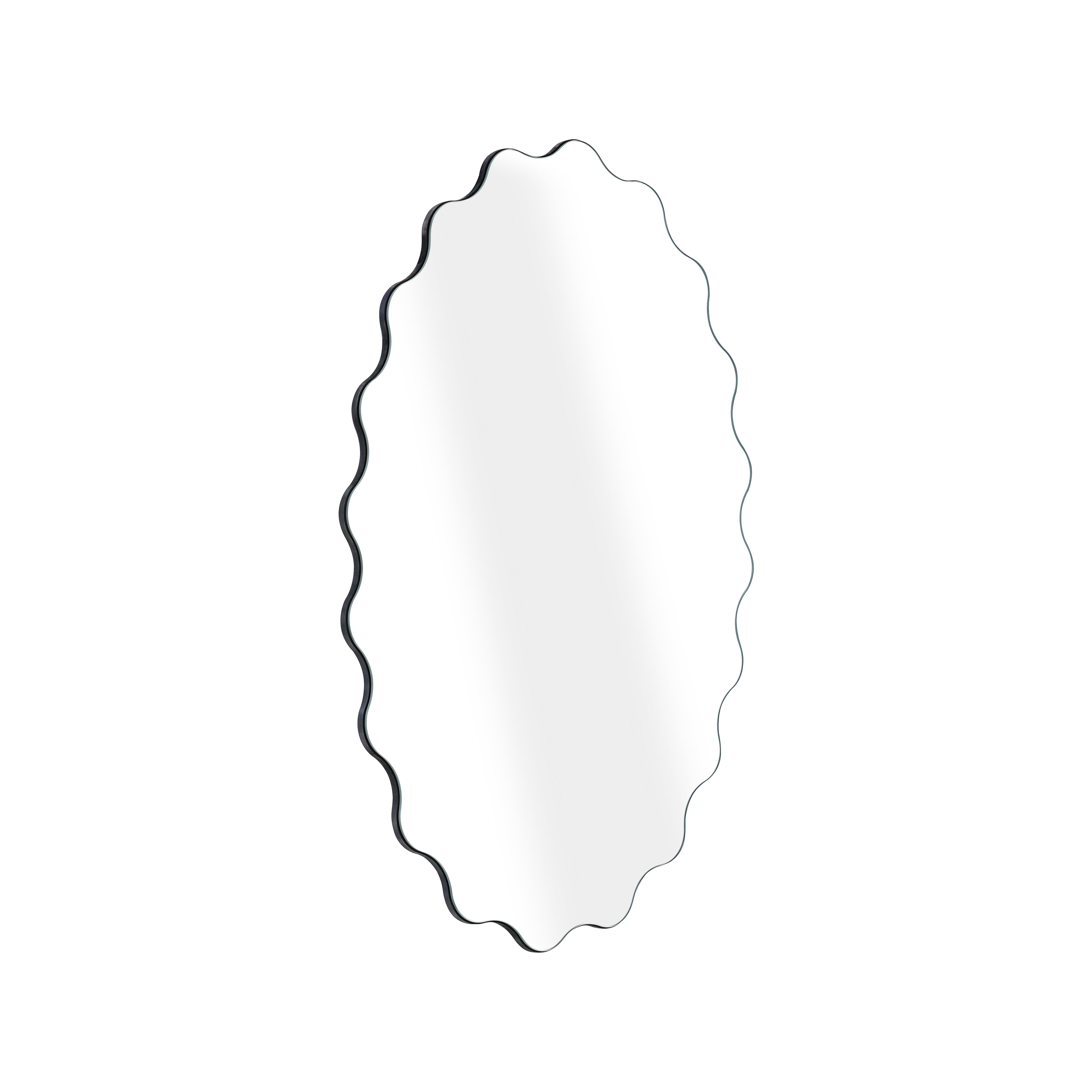 Muzilife 23" x 35" Oval Wavy Mirror, Irregularly Shaped, Unique Vanity Mirror, Frameless Wall Mirror for Bathroom, Living Room, Bedroom, Entryway