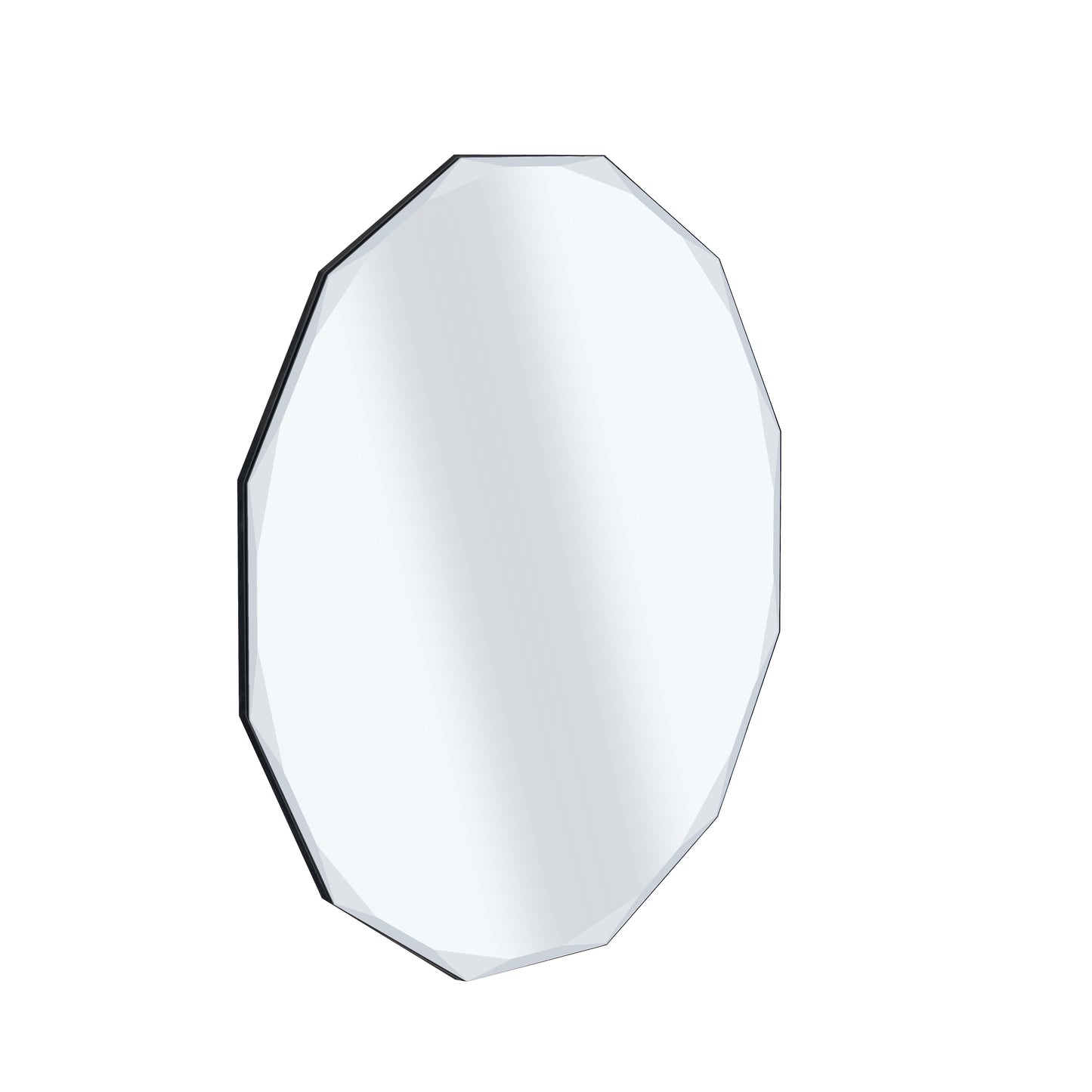 Muzilife Beveled Edge Frameless Wall Mount Mirror, Irregular Shaped, Unique Vanity Mirror, Frameless Wall Mirror for Bathroom, Living Room, Bedroom, Entryway 24" x 24"