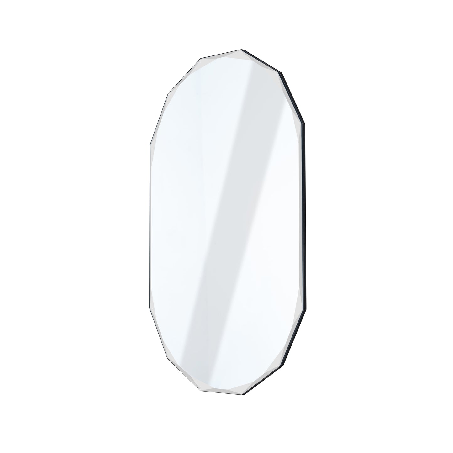 Muzilife 24x36 Beveled Oval Wall Mirror,Scalloped Frameless Mirror Large Capsule Mirror with MDF Backplane for Bathroom,Living Room,Entryway,Vertical or Horizontal Hanging