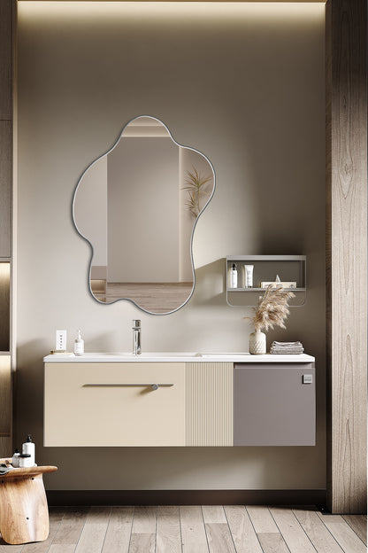 Muzilife Asymmetrical Wall Mounted Mirror, Wavy Mirror, Irregular Shaped for Living Room, Bedroom, Entryway, 23" x33"