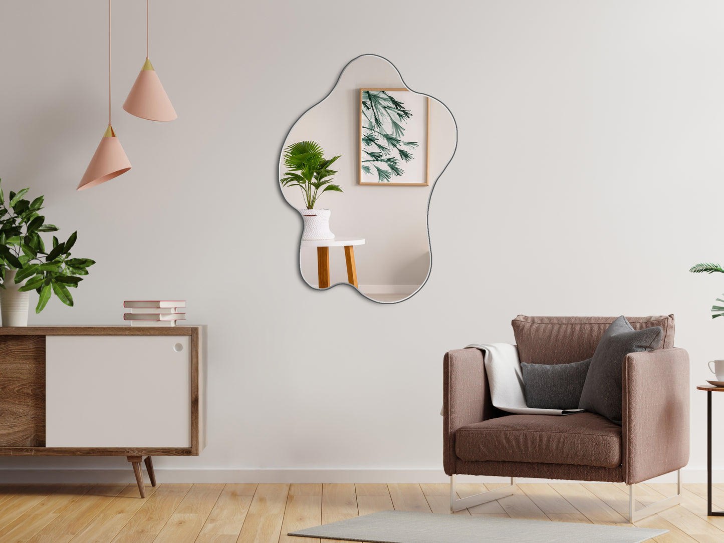 Muzilife Asymmetrical Wall Mounted Mirror, Wavy Mirror, Irregular Shaped for Living Room, Bedroom, Entryway, 23" x33"