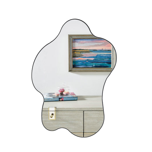 Muzilife Asymmetrical Wall Mounted Mirror, Wavy Mirror, Irregular Shaped for Living Room, Bedroom, Entryway, 23" x33"