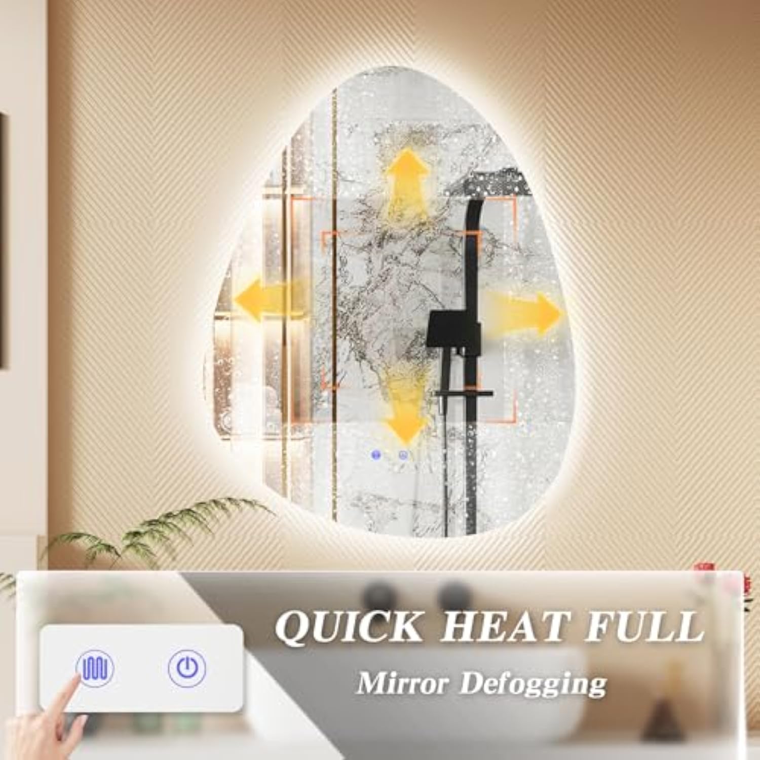 Muzilife 22" x 28" LED Triangle Mirror, Irregularly Shaped, Unique Vanity Mirror, Frameless Wall Mirror for Bathroom, Living Room, Bedroom, Entryway