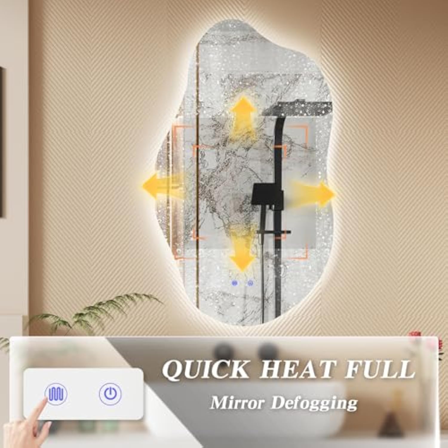 Muzilife 19.7" x 33.5" LED Cloud Mirror, Irregularly Shaped, Unique Vanity Mirror, Frameless Wall Mirror for Bathroom, Living Room, Bedroom, Entryway