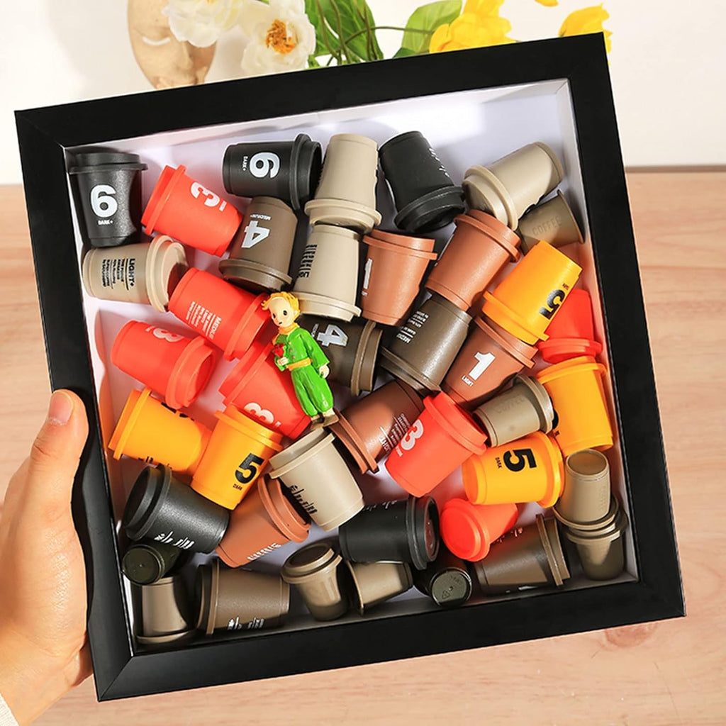 Muzilife 10x10 Shadow Box Picture Frame with Linen Board Deep Wood Glass Display Case Ready to Hang Memory Box Baby Sports Memorabilia, Awards, Medals, Wedding, Tickets and Photos