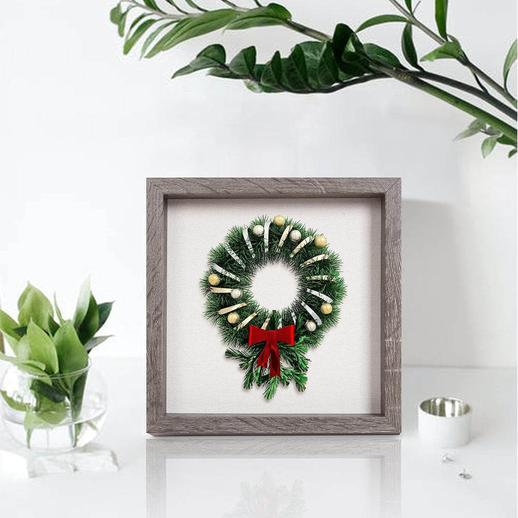 Muzilife 10x10 Shadow Box Picture Frame with Linen Board Deep Wood Glass Display Case Ready to Hang Memory Box Baby Sports Memorabilia, Awards, Medals, Wedding, Tickets and Photos