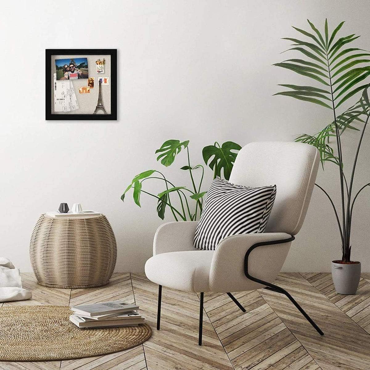 Muzilife 10x10 Shadow Box Picture Frame with Linen Board Deep Wood Glass Display Case Ready to Hang Memory Box Baby Sports Memorabilia, Awards, Medals, Wedding, Tickets and Photos