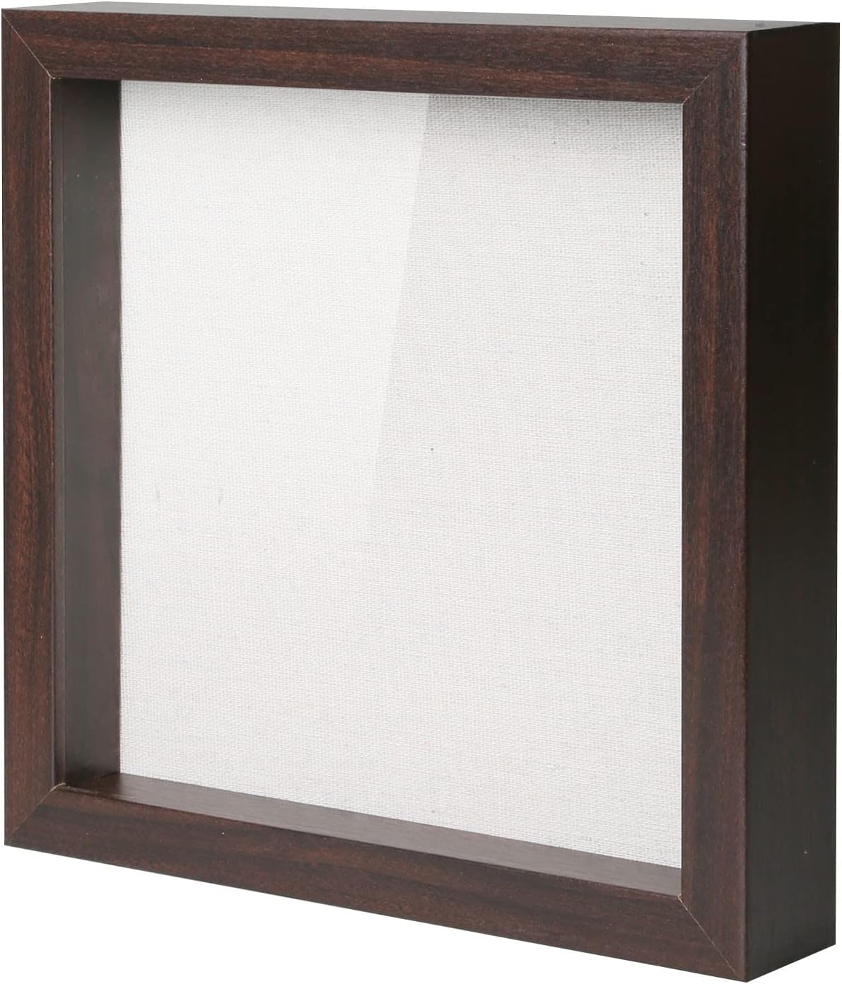 Muzilife 10x10 Shadow Box Picture Frame with Linen Board Deep Wood Glass Display Case Ready to Hang Memory Box Baby Sports Memorabilia, Awards, Medals, Wedding, Tickets and Photos