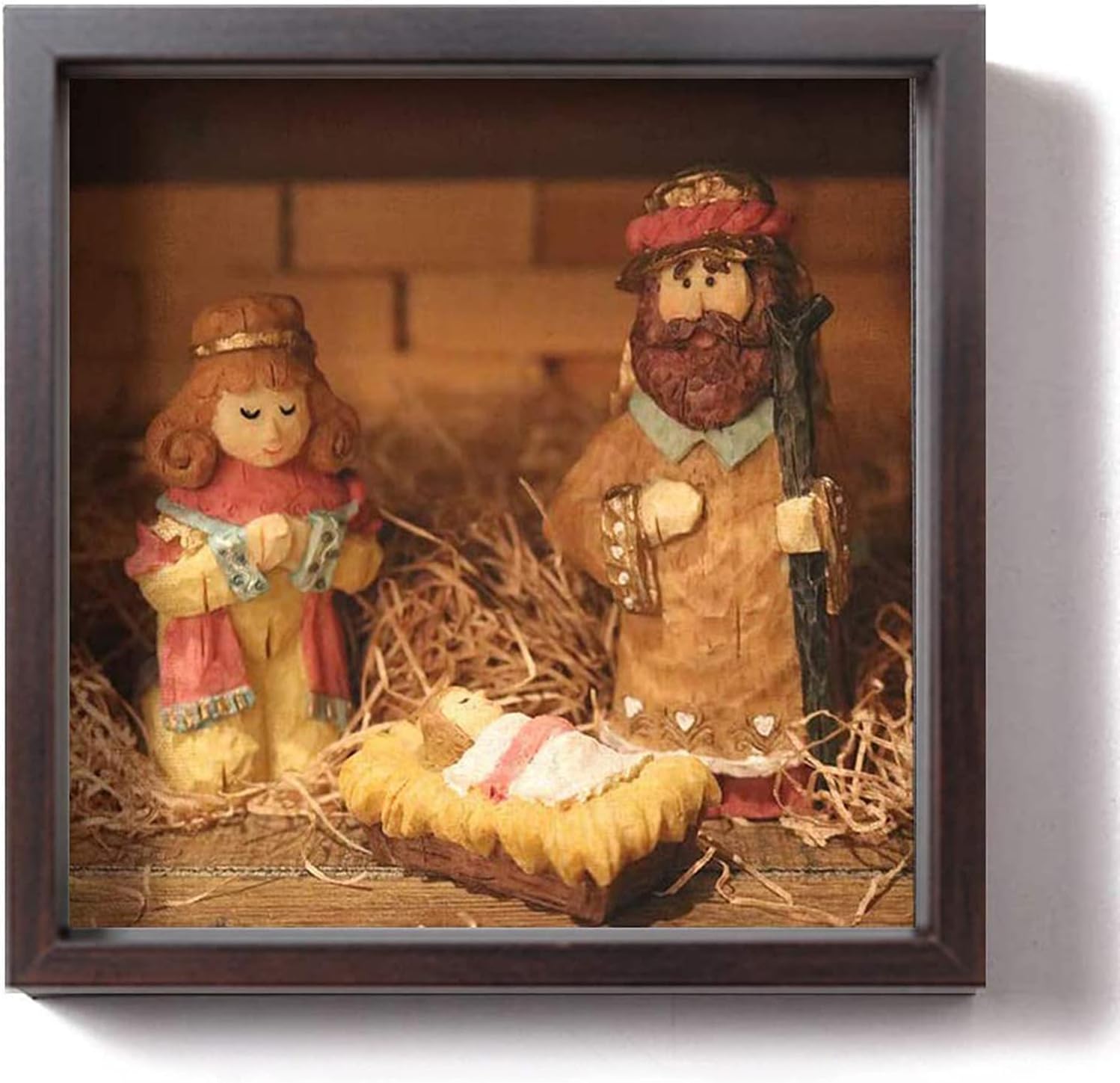 Muzilife 10x10 Shadow Box Picture Frame with Linen Board Deep Wood Glass Display Case Ready to Hang Memory Box Baby Sports Memorabilia, Awards, Medals, Wedding, Tickets and Photos