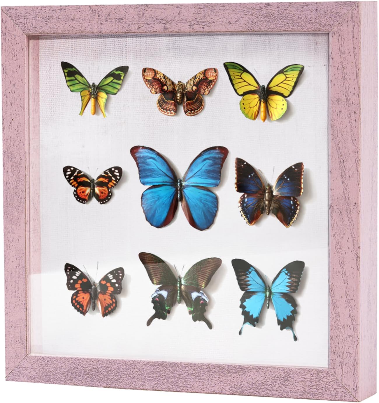 Muzilife 10x10 Shadow Box Picture Frame with Linen Board Deep Wood Glass Display Case Ready to Hang Memory Box Baby Sports Memorabilia, Awards, Medals, Wedding, Tickets and Photos