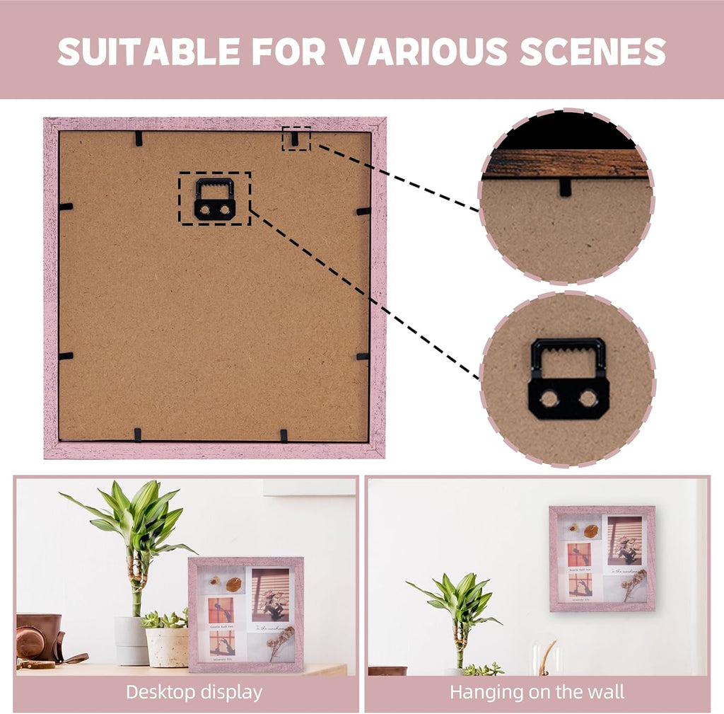 Muzilife 10x10 Shadow Box Picture Frame with Linen Board Deep Wood Glass Display Case Ready to Hang Memory Box Baby Sports Memorabilia, Awards, Medals, Wedding, Tickets and Photos