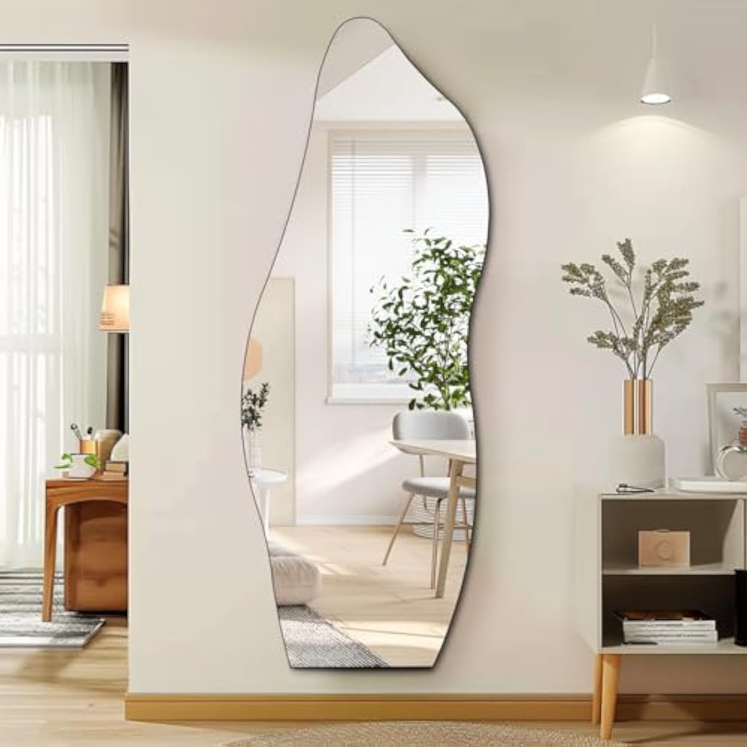 Muzilife Full Length Mirror Irregular Wall Mirror Cloud Beveled Edge Frameless for Living Room Bathroom Bedroom Entryway Decor 63"x24"